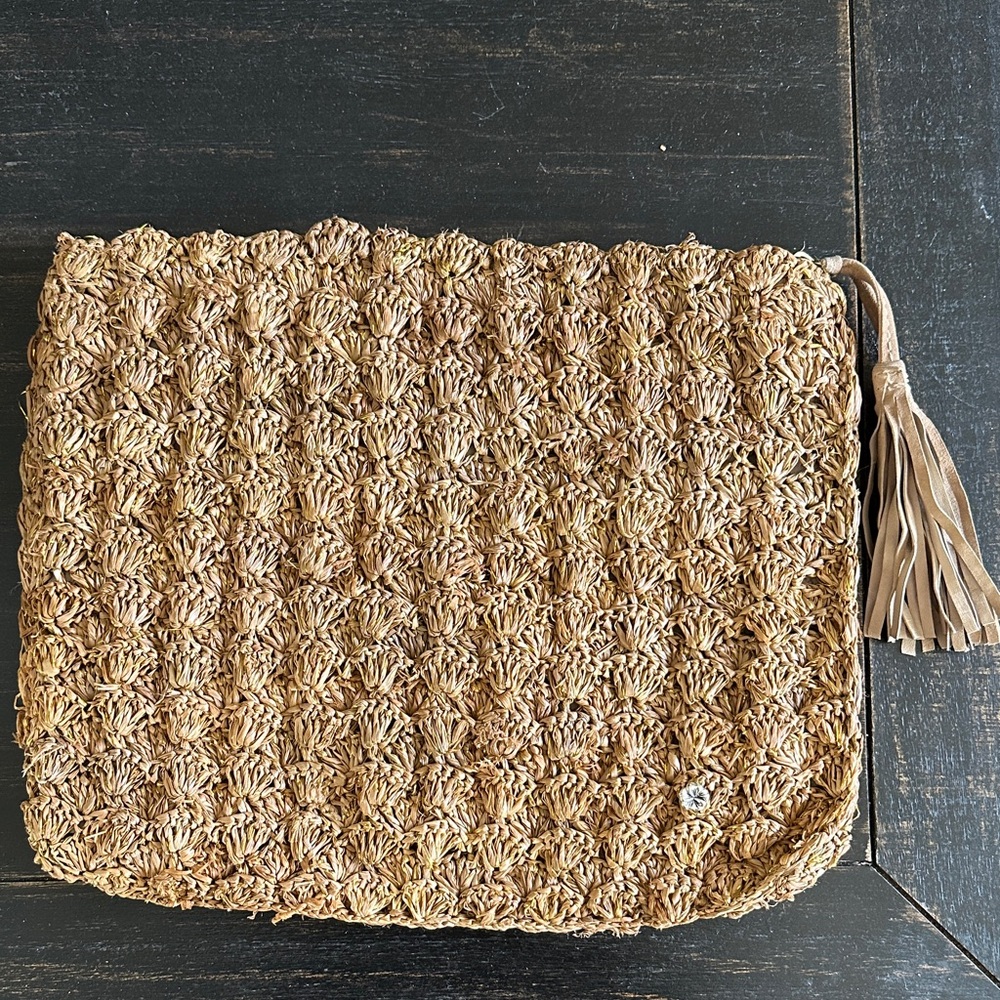 Flora Bella Woven Clutch with Tassel